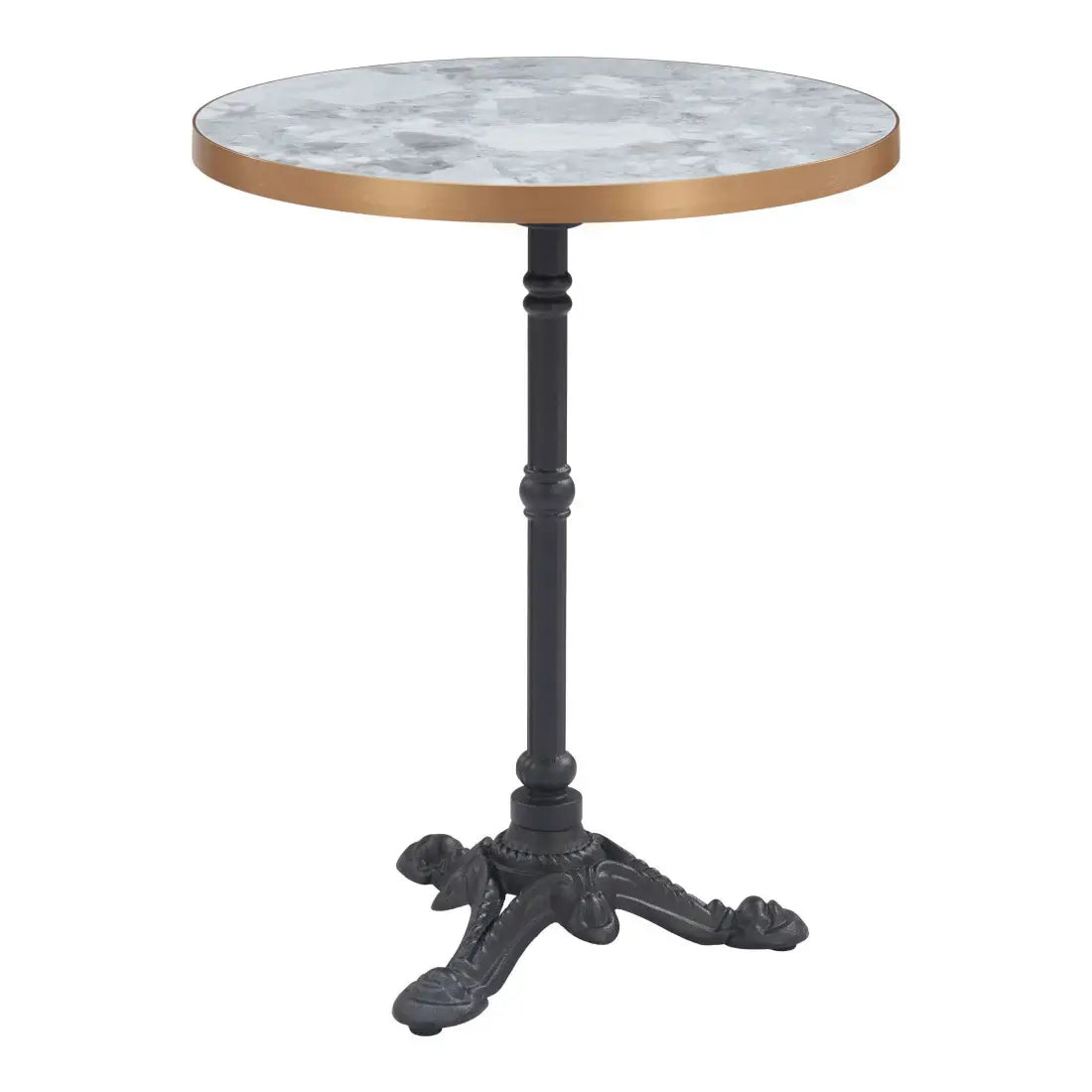 24" White And Black Wood And Aluminum Indoor Outdoor Pedestal Base Round Top Dining Table - Homeroots - Flyclothing LLC