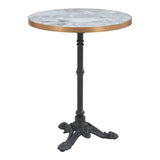 24" White And Black Wood And Aluminum Indoor Outdoor Pedestal Base Round Top Dining Table - Homeroots - Flyclothing LLC
