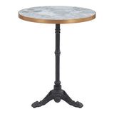 24" White And Black Wood And Aluminum Indoor Outdoor Pedestal Base Round Top Dining Table - Homeroots - Flyclothing LLC