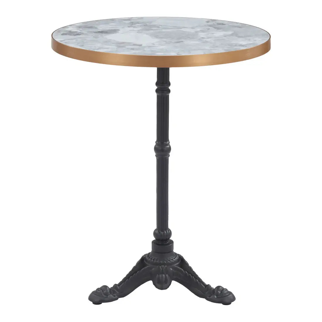 24" White And Black Wood And Aluminum Indoor Outdoor Pedestal Base Round Top Dining Table - Homeroots - Flyclothing LLC