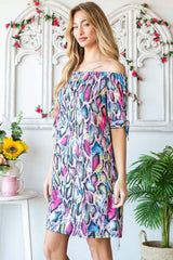 Heimish Full Size Off Shoulder Snake Mini Dress - Trendsi - Flyclothing LLC