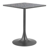 24" Black Wood and Steel Faux Terrazzo Pedestal Base Square Dining Table - Homeroots - Flyclothing LLC