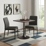 24" Black Wood and Steel Faux Terrazzo Pedestal Base Square Dining Table - Homeroots - Flyclothing LLC