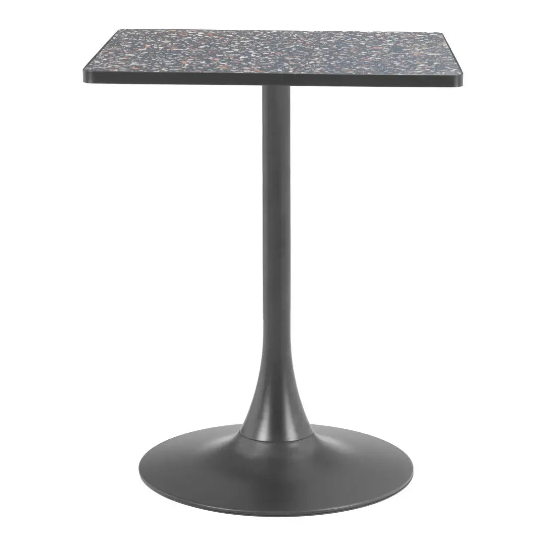 24" Black Wood and Steel Faux Terrazzo Pedestal Base Square Dining Table - Homeroots - Flyclothing LLC