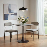 24" Gray Wood and Steel Faux Terrazzo Pedestal Base Square Dining Table - Homeroots - Flyclothing LLC
