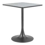24" Gray Wood and Steel Faux Terrazzo Pedestal Base Square Dining Table - Homeroots - Flyclothing LLC