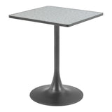 24" Gray Wood and Steel Faux Terrazzo Pedestal Base Square Dining Table - Homeroots - Flyclothing LLC