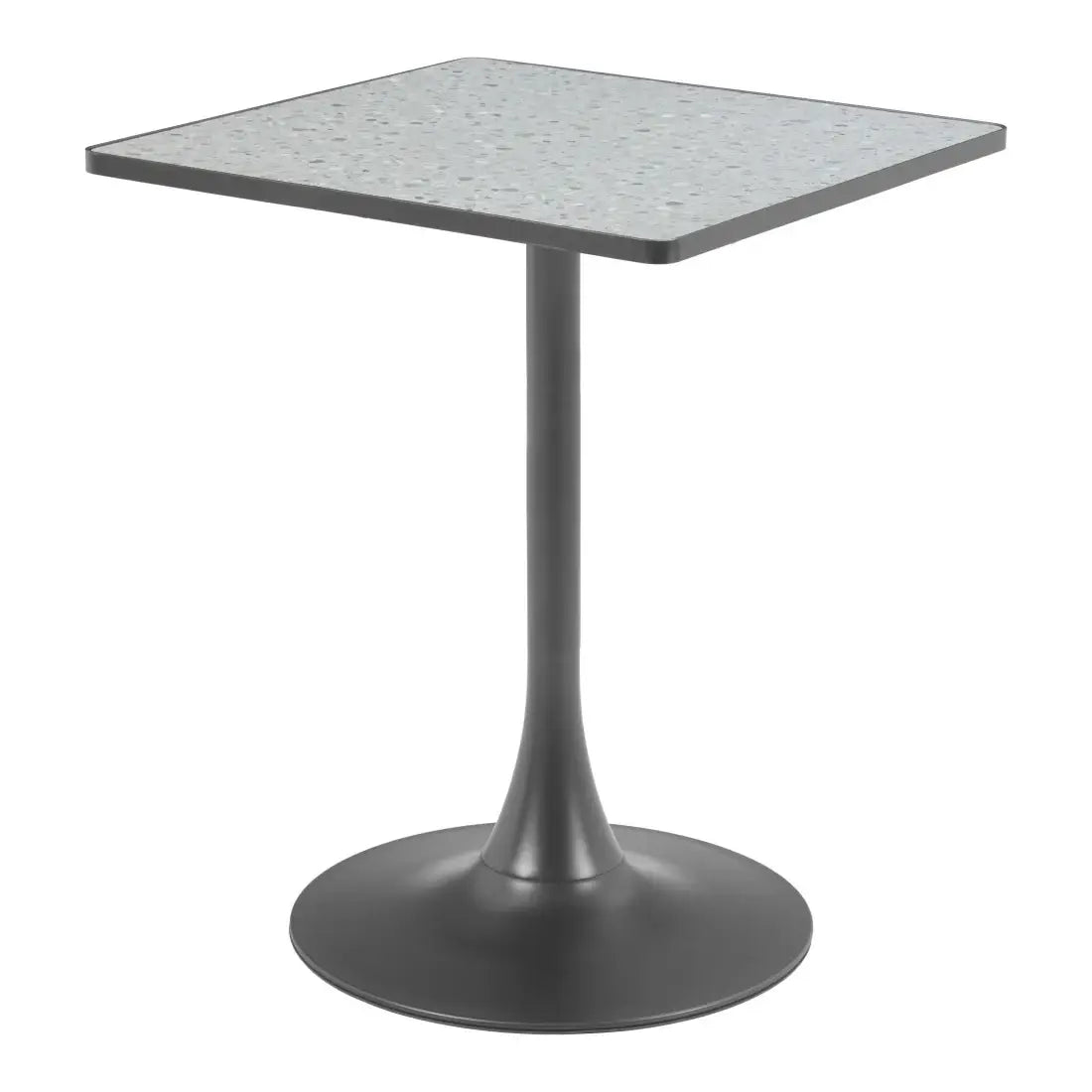 24" Gray Wood and Steel Faux Terrazzo Pedestal Base Square Dining Table - Homeroots - Flyclothing LLC