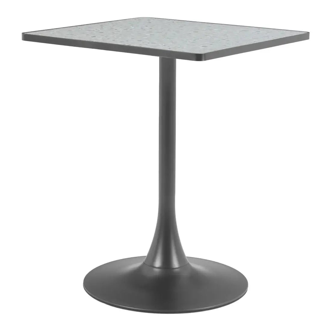 24" Gray Wood and Steel Faux Terrazzo Pedestal Base Square Dining Table - Homeroots - Flyclothing LLC