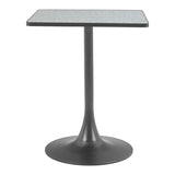 24" Gray Wood and Steel Faux Terrazzo Pedestal Base Square Dining Table - Homeroots - Flyclothing LLC