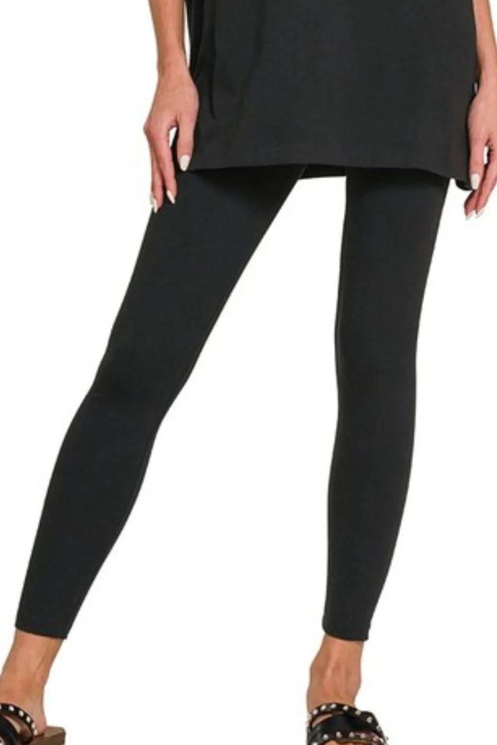 Zenana Cotton Round Neck Top & Legging Set - Trendsi - Flyclothing LLC