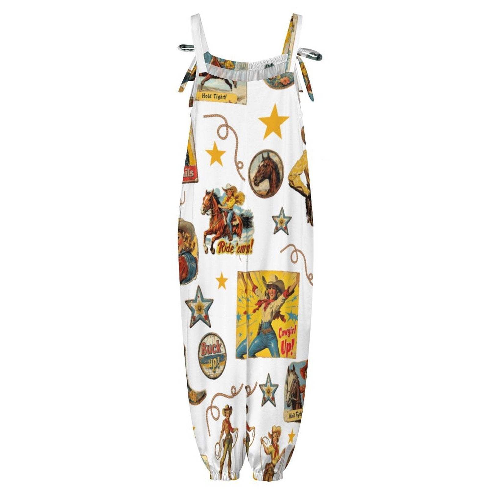 Baha Ranch Vintage Cowgirl Collage Western Overalls Jumpsuit - Baha Ranch Western Wear - Flyclothing LLC