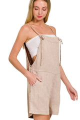 Zenana Washed Linen Knot Strap Rompers - Trendsi - Flyclothing LLC