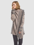 Angel Wings Tassel Striped Open Front Long Sleeve Cardigan - Trendsi