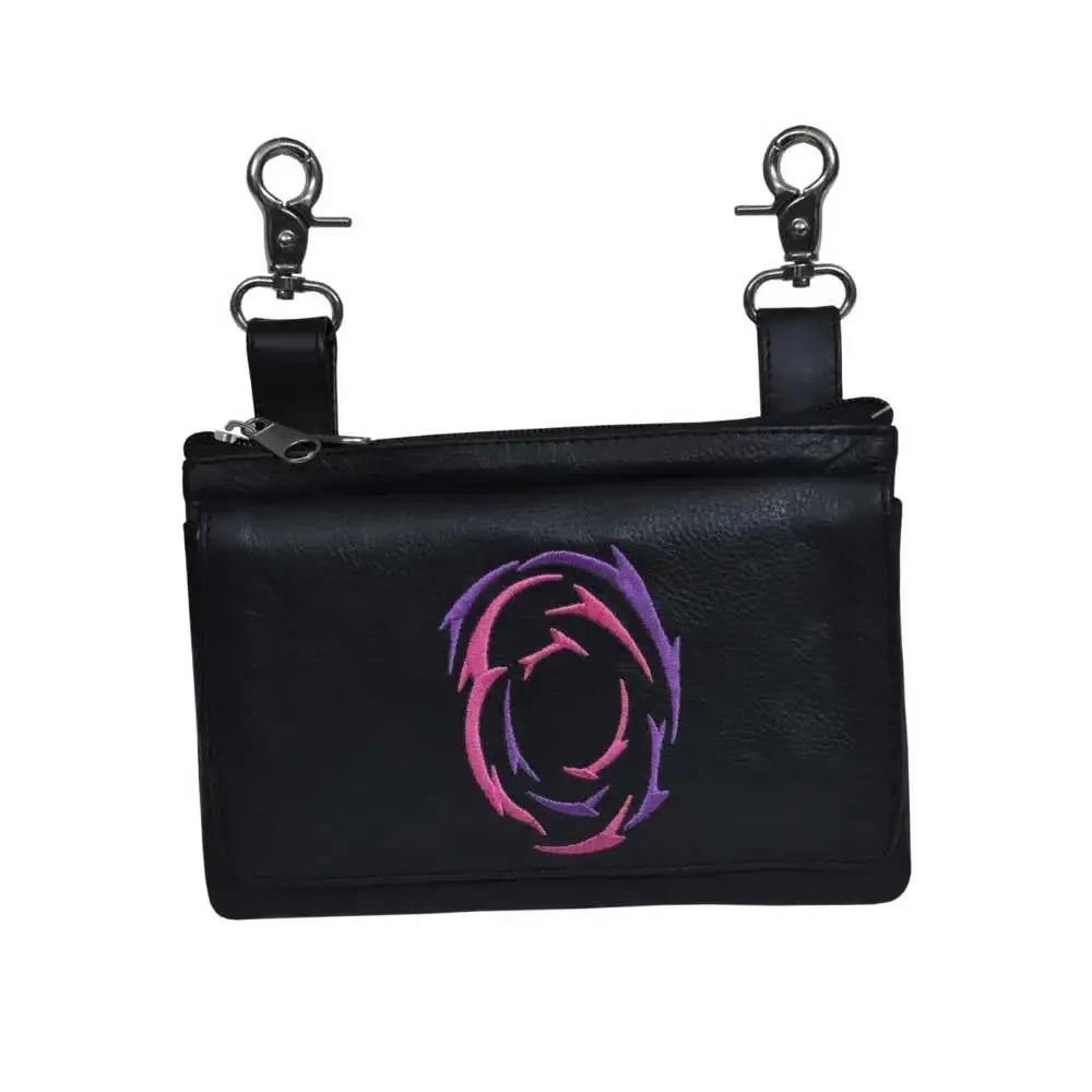 Black Leather Ladies Clip on Bag - Unik Just for Bikers - Flyclothing LLC