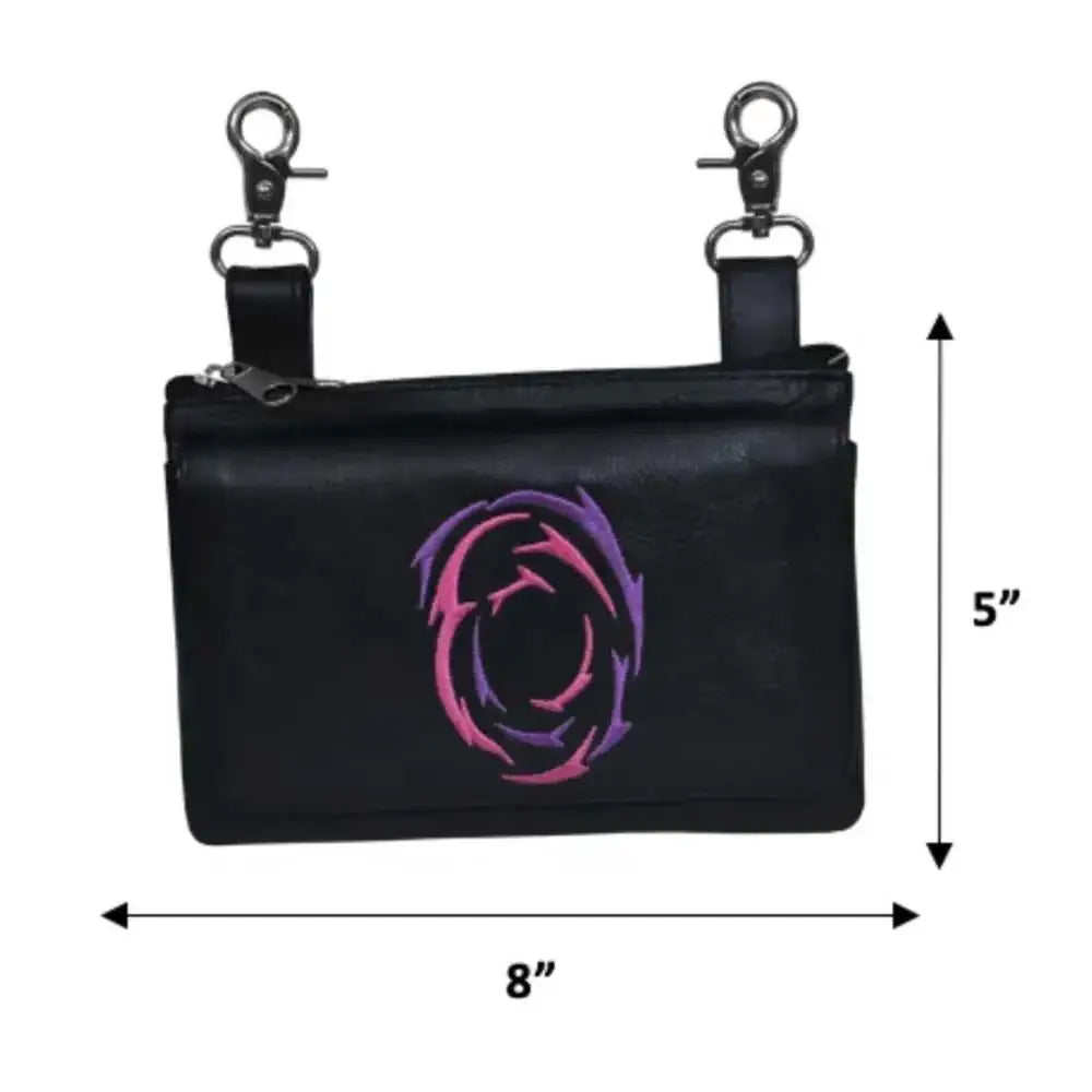Black Leather Ladies Clip on Bag - Unik Just for Bikers - Flyclothing LLC