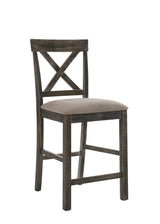 Set of Two 26" Tan and Dark Gray Linen and Solid Wood Counter Height Bar Chairs - Homeroots - Flyclothing LLC