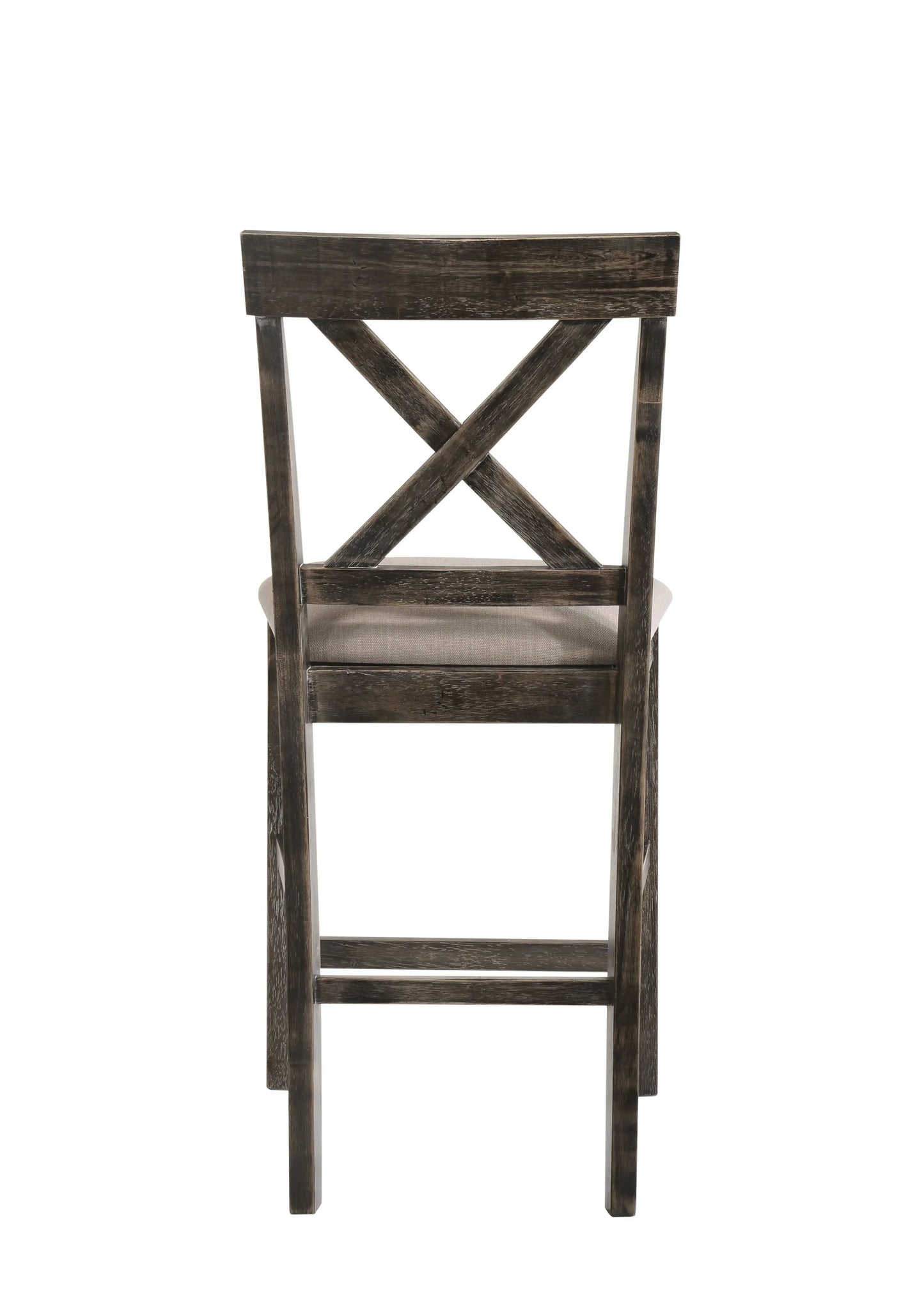 Set of Two 26" Tan and Dark Gray Linen and Solid Wood Counter Height Bar Chairs - Homeroots - Flyclothing LLC