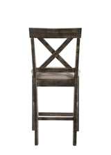 Set of Two 26" Tan and Dark Gray Linen and Solid Wood Counter Height Bar Chairs - Homeroots - Flyclothing LLC