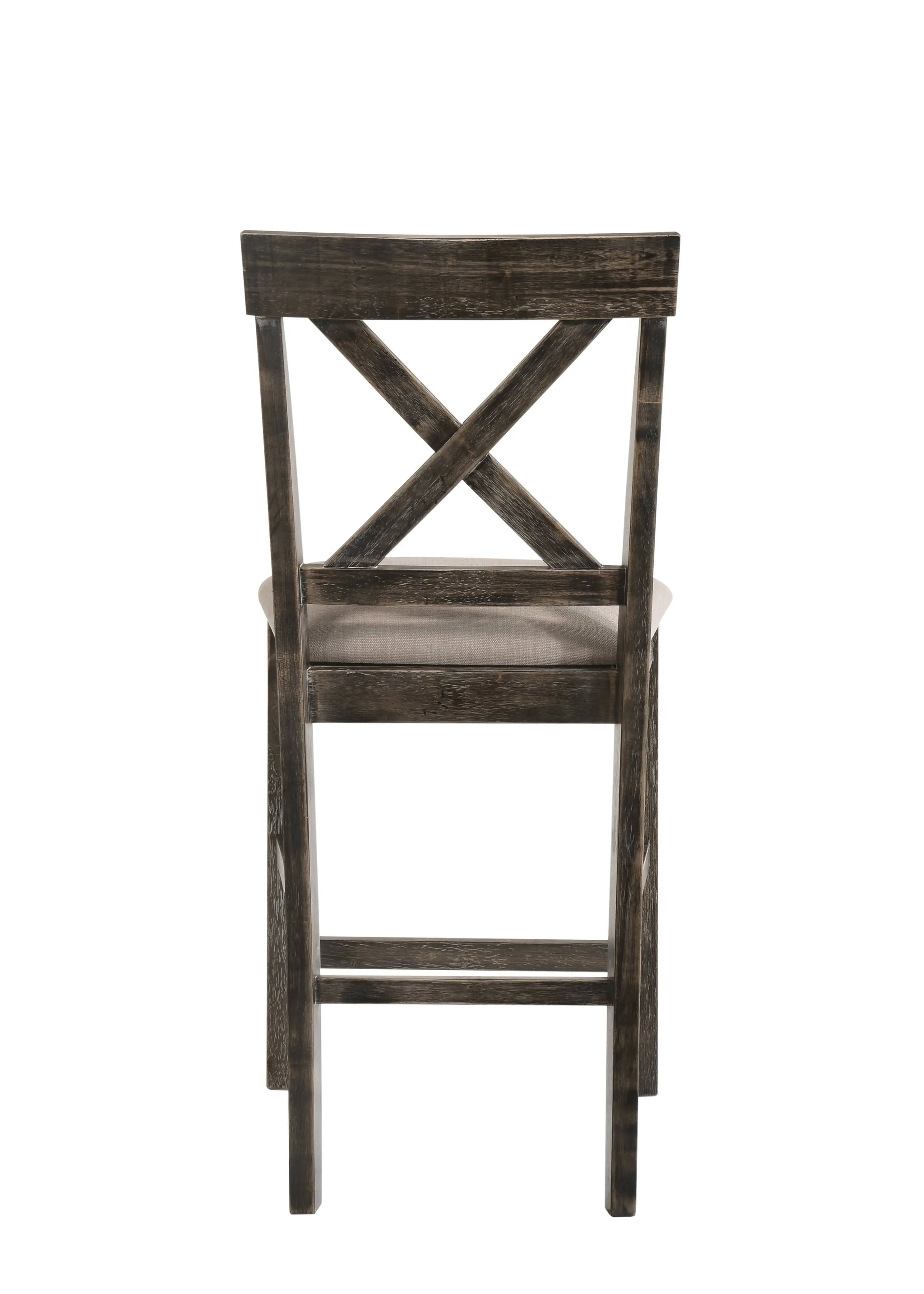 Set of Two 26" Tan and Dark Gray Linen and Solid Wood Counter Height Bar Chairs - Homeroots - Flyclothing LLC