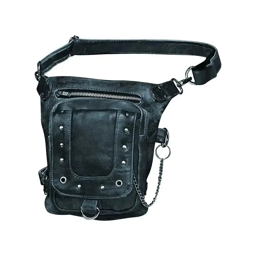 Gray Ladies Leather Thigh Bag - Unik Just for Bikers - Flyclothing LLC