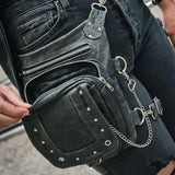 Gray Ladies Leather Thigh Bag - Unik Just for Bikers - Flyclothing LLC
