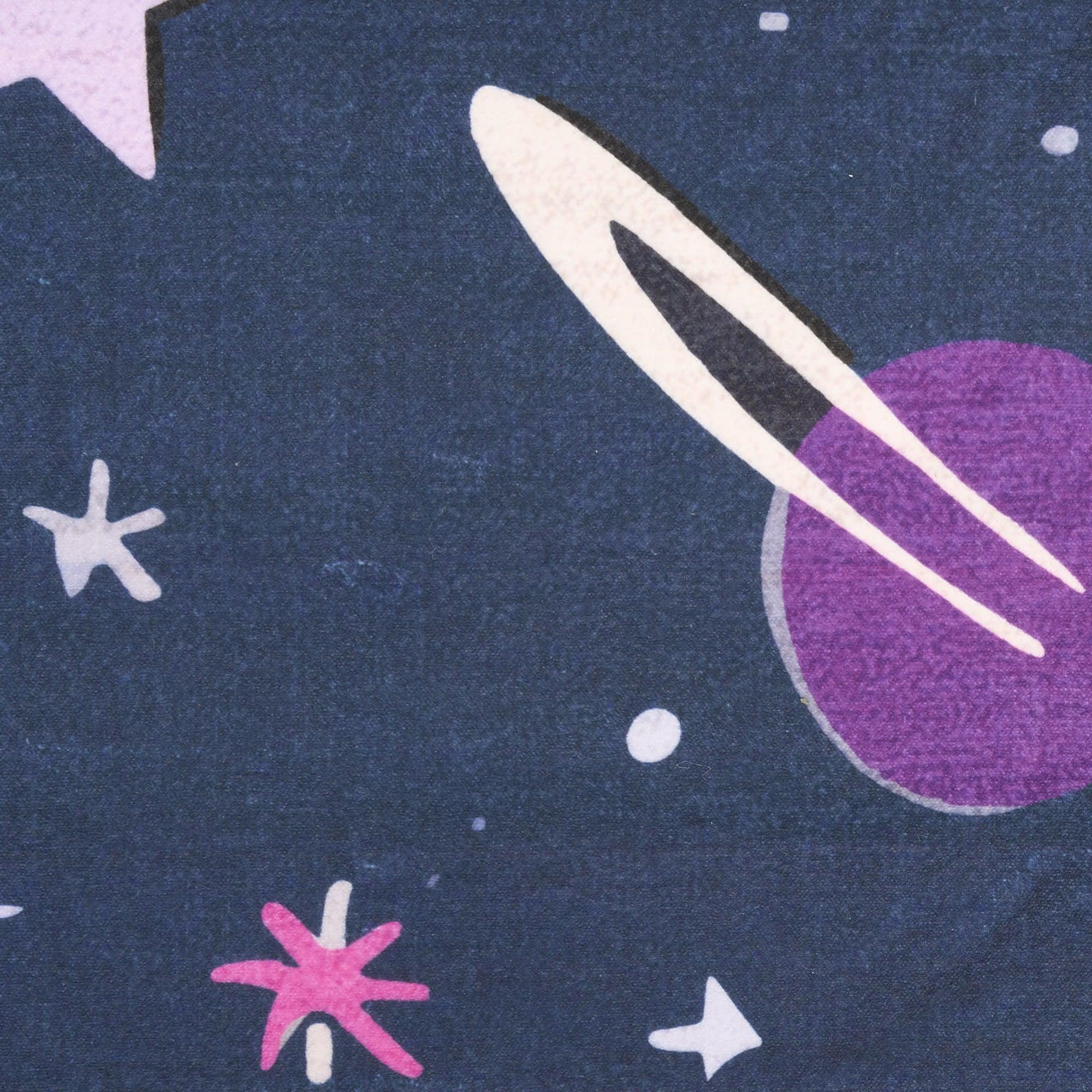 4' X 5' Black Purple And Blue Stars and Moon Youthful Washable Area Rug