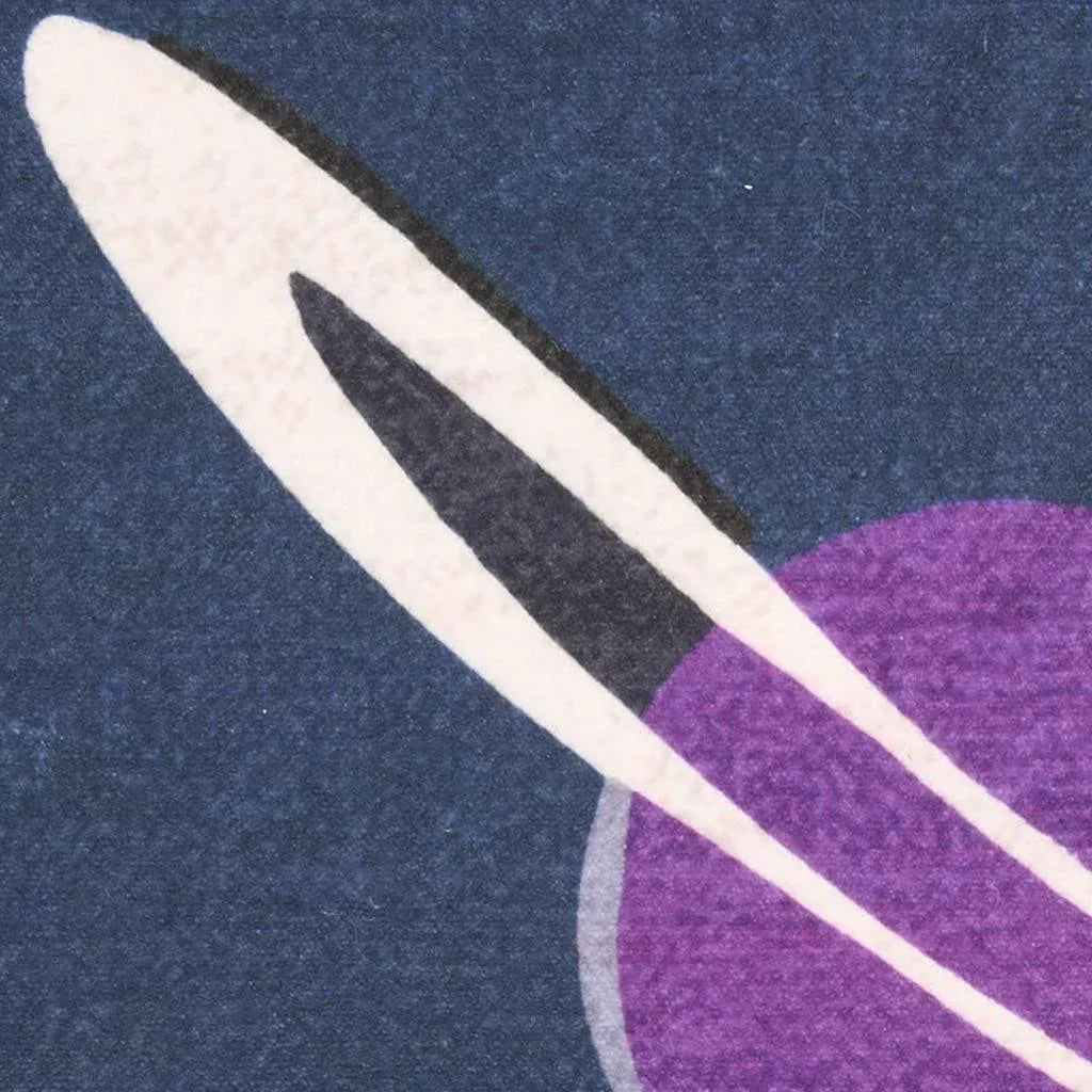 4' X 5' Black Purple And Blue Stars and Moon Youthful Washable Area Rug