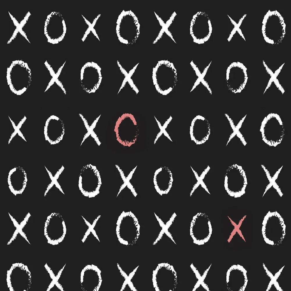 4' X 5' Black And White XOXO Youthful Washable Area Rug