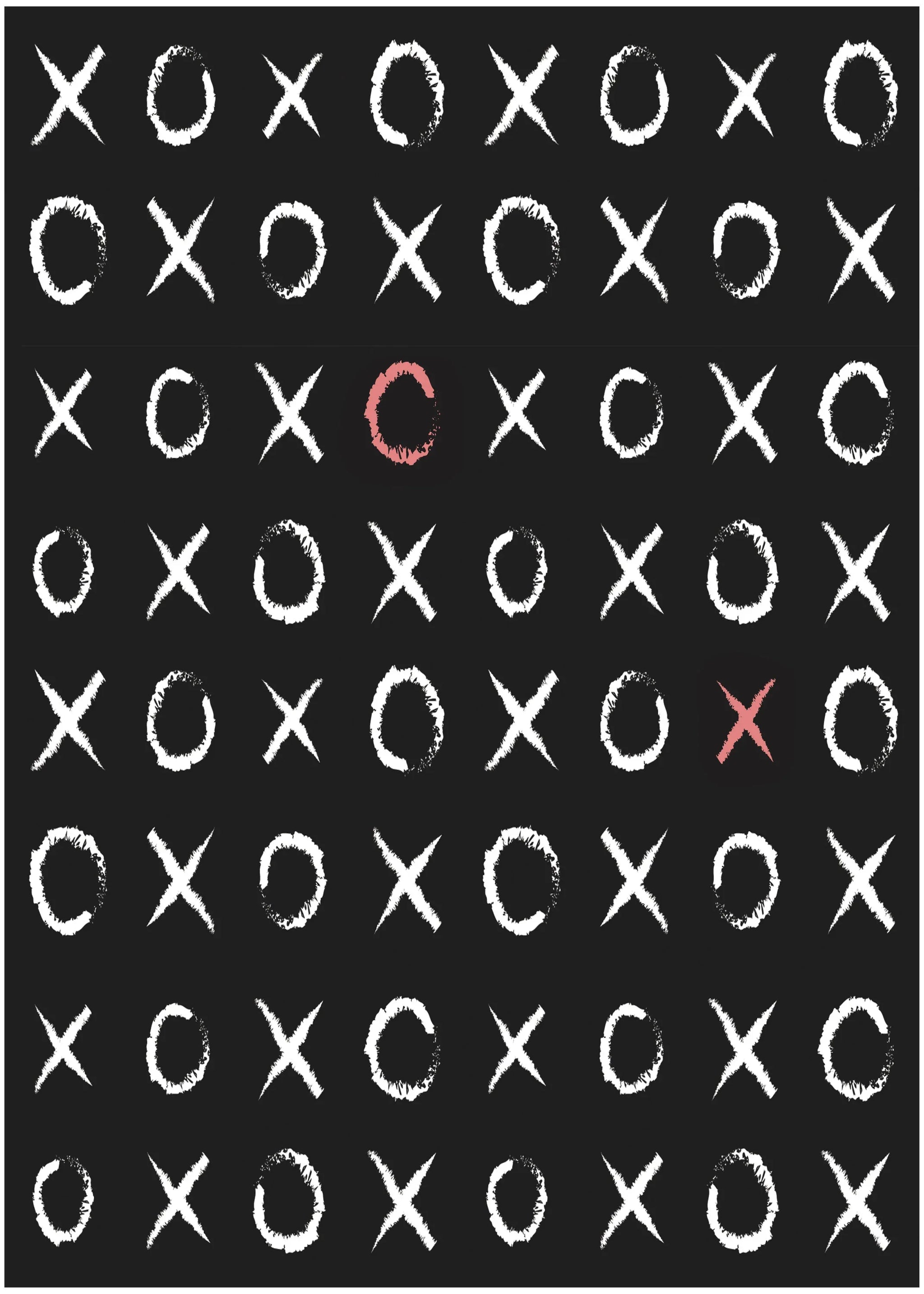 4' X 5' Black And White XOXO Youthful Washable Area Rug