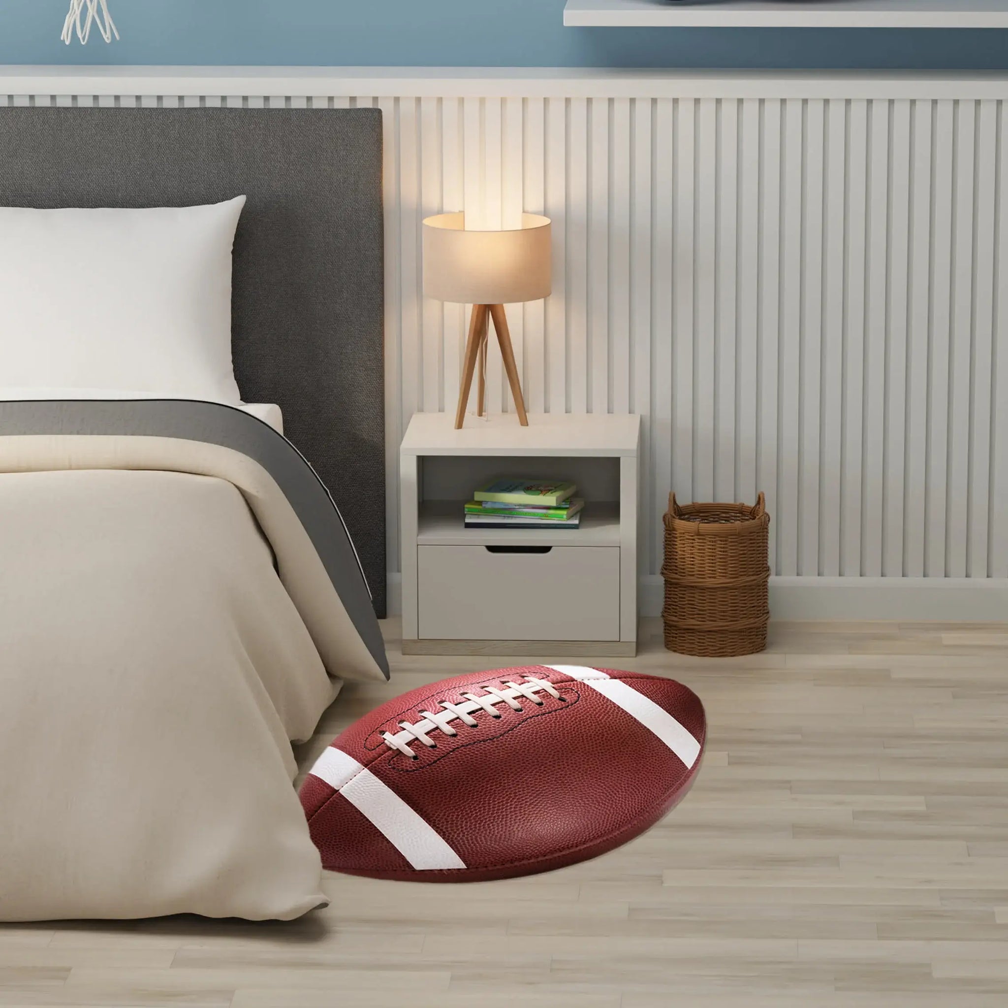 4' X 5' Brown And White Football Youthful Washable Area Rug - Homeroots - Flyclothing LLC