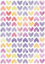 4' X 5' Ivory Pink And Purple Heart Youthful Washable Area Rug - Homeroots - Flyclothing LLC