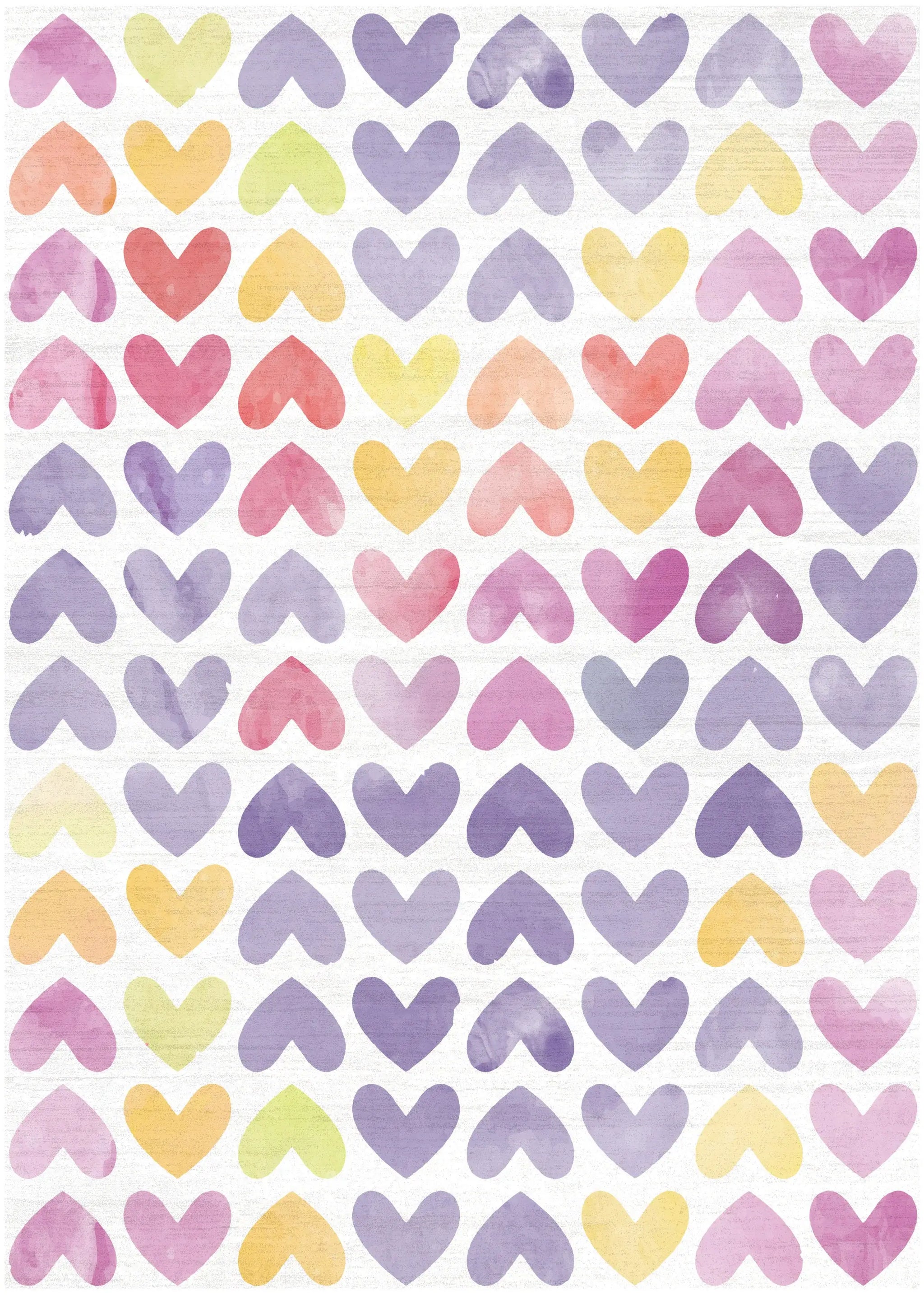 4' X 5' Ivory Pink And Purple Heart Youthful Washable Area Rug - Homeroots - Flyclothing LLC