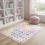 4' X 5' Ivory Pink And Purple Heart Youthful Washable Area Rug - Homeroots - Flyclothing LLC
