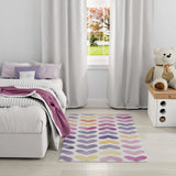4' X 5' Ivory Pink And Purple Heart Youthful Washable Area Rug - Homeroots - Flyclothing LLC