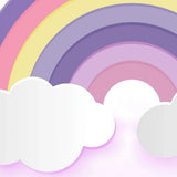 4' X 5' Ivory Pink And Purple Rainbows Youthful Washable Area Rug - Homeroots - Flyclothing LLC