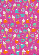 4' X 5' Pink And Blue Ice Cream and Donut Youthful Washable Area Rug - Homeroots - Flyclothing LLC