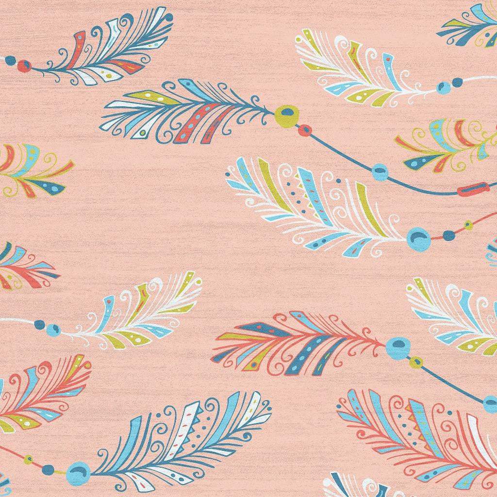 4' X 5' Coral And Aqua Feathers Youthful Washable Area Rug - Homeroots - Flyclothing LLC