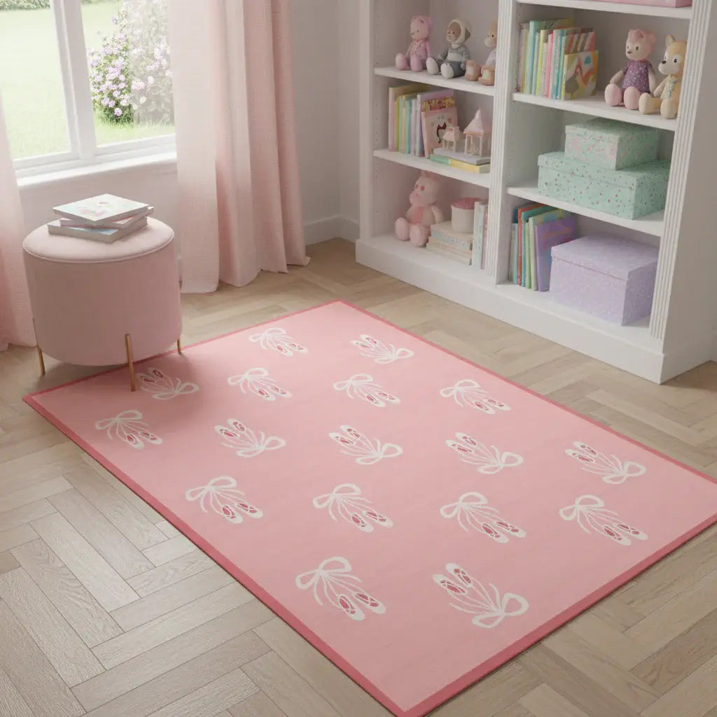 4' X 5' Ivory And Pink Ballet Slipper Youthful Washable Area Rug - Homeroots - Flyclothing LLC