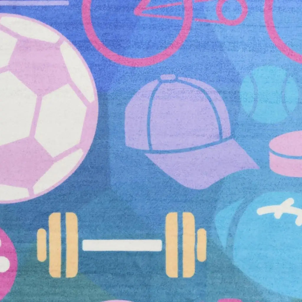 4' X 5' Purple Pink And Blue Sports Youthful Washable Area Rug - Homeroots - Flyclothing LLC