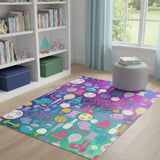4' X 5' Purple Pink And Blue Sports Youthful Washable Area Rug - Homeroots - Flyclothing LLC