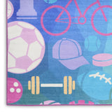 4' X 5' Purple Pink And Blue Sports Youthful Washable Area Rug - Homeroots - Flyclothing LLC