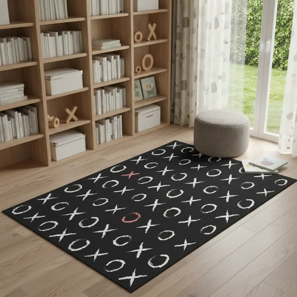 4' X 6' Black And White XOXO Youthful Washable Area Rug - Homeroots - Flyclothing LLC