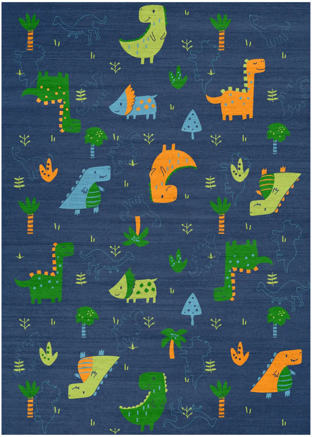 4' X 6' Blue Orange And Green Dinosaurs Youthful Washable Area Rug - Homeroots - Flyclothing LLC