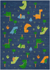 4' X 6' Blue Orange And Green Dinosaurs Youthful Washable Area Rug - Homeroots - Flyclothing LLC