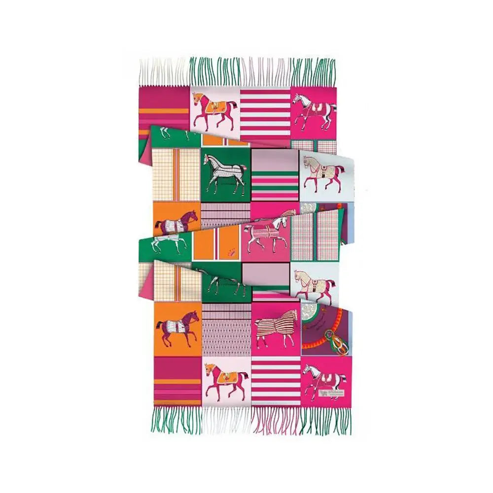 AWST Int'l Horses in Blankets Acrylic Cashmere Scarf-28" x 78" - Breeches.com - Flyclothing LLC