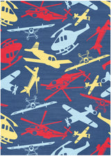 4' X 6' Blue And Yellow Helicopter Youthful Washable Area Rug - Homeroots - Flyclothing LLC