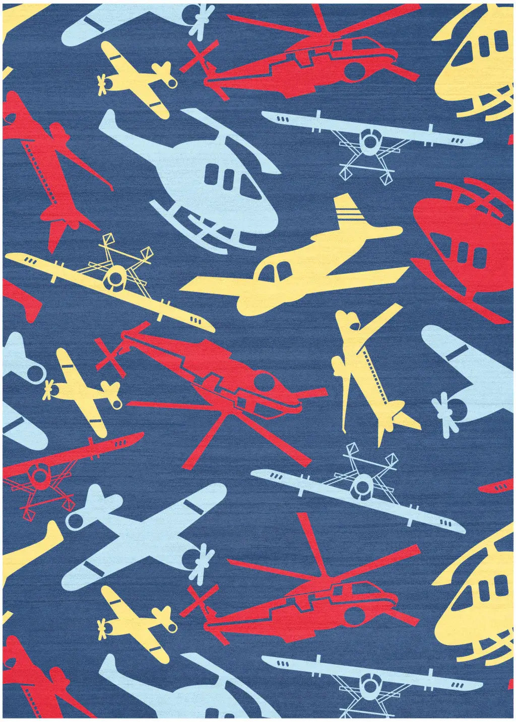 4' X 6' Blue And Yellow Helicopter Youthful Washable Area Rug - Homeroots - Flyclothing LLC