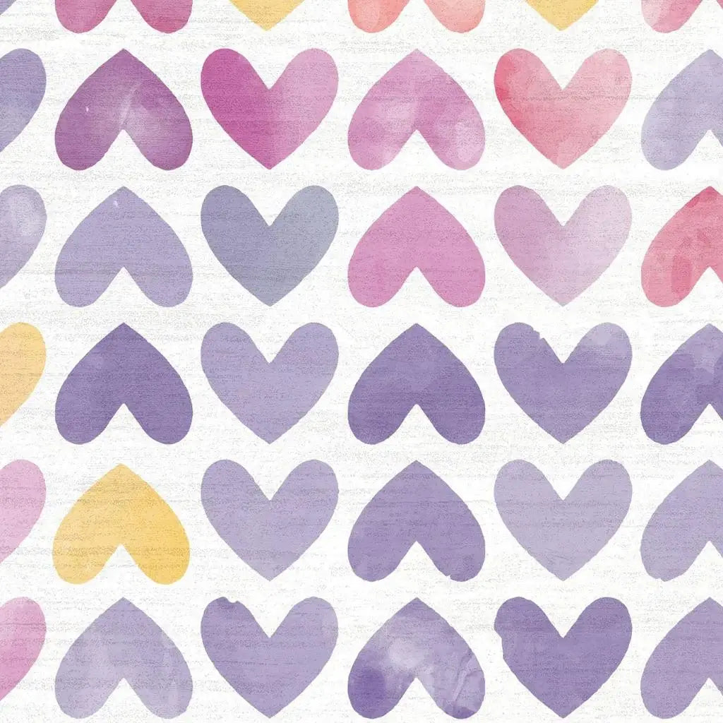4' X 6' Ivory Pink And Purple Hearts Youthful Washable Area Rug - Homeroots - Flyclothing LLC
