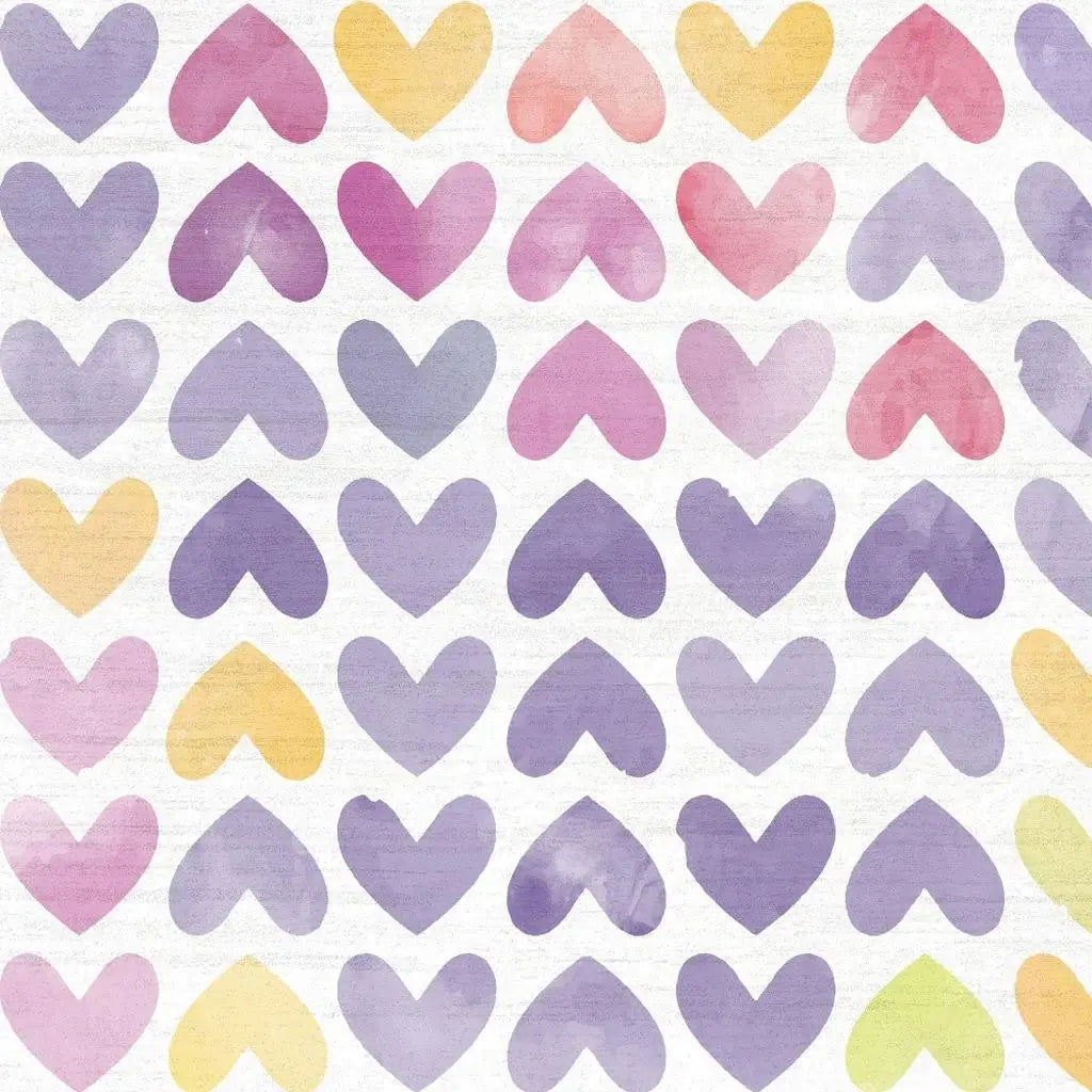 4' X 6' Ivory Pink And Purple Hearts Youthful Washable Area Rug - Homeroots - Flyclothing LLC